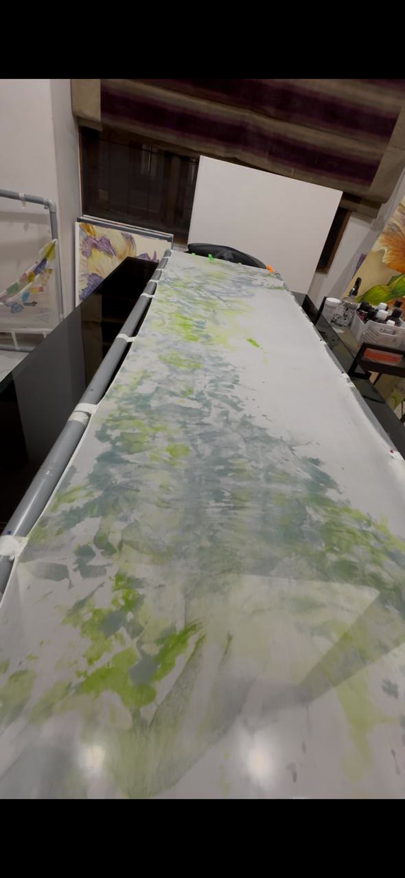 Held in Green — Soya Wax on Silk