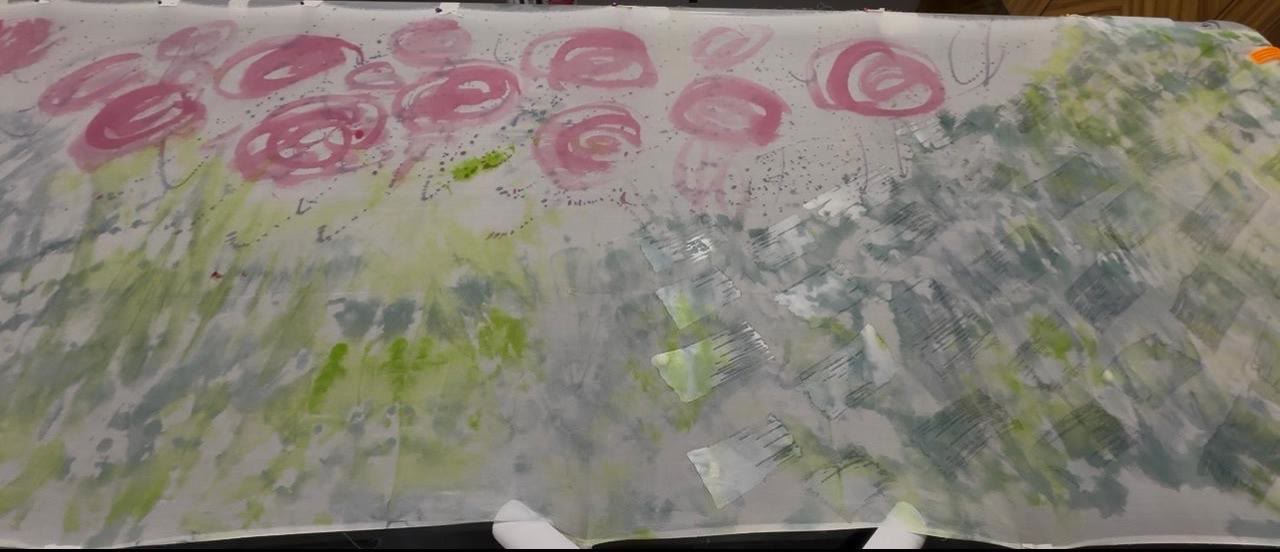 Held in Green — Soya Wax on Silk