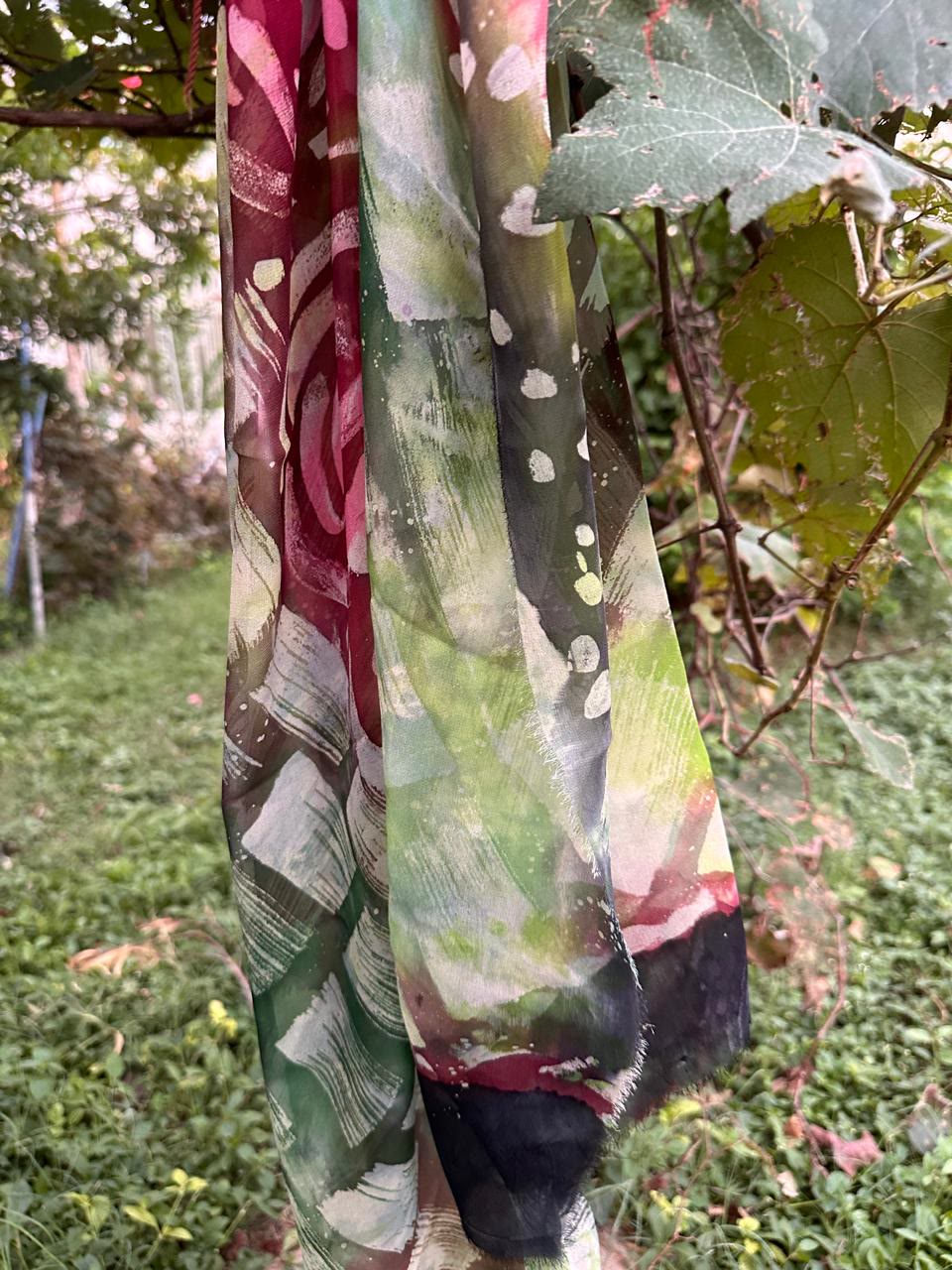 Held in Green — Soya Wax on Silk