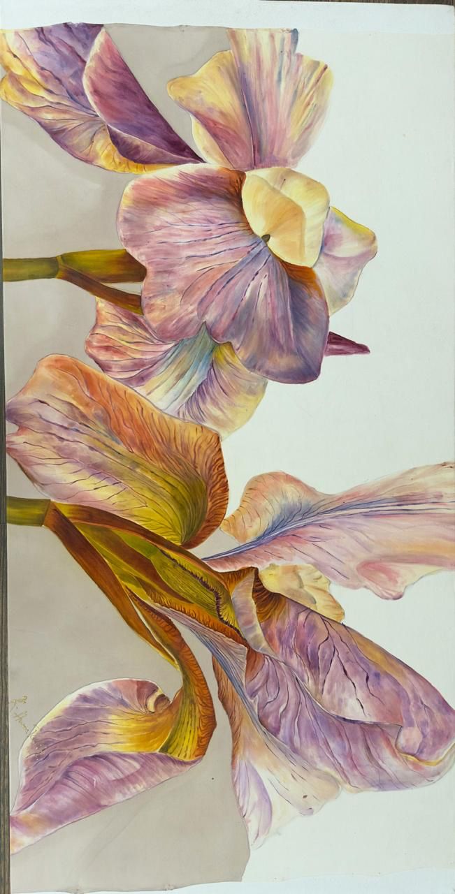 Iris in Wonderland silk painting
